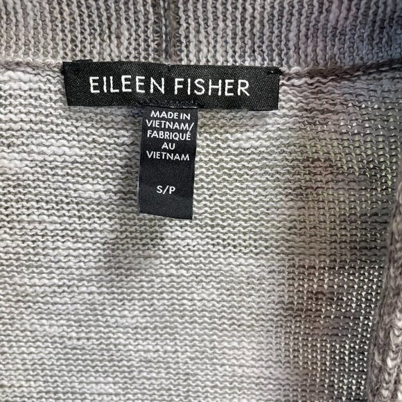 Eileen Fisher Linen Blend Cardigan Womens Small‎ Gray Oversized Sleeveless Light - Picture 10 of 13